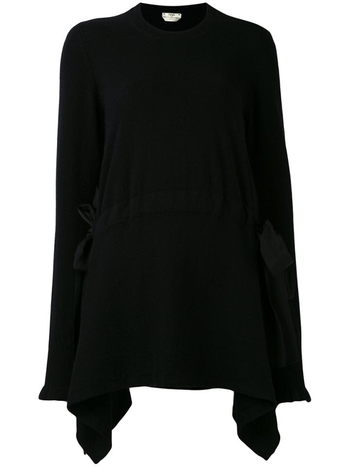 Fendi Cashmere Asymmetrical Lace-up Detail Pullover - Black