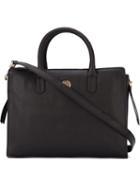 Tory Burch Logo Plaque Tote, Women's, Black, Leather