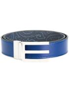 Etro Logo Buckled Belt, Men's, Size: 90, Blue, Leather/pvc/polyester/cotton