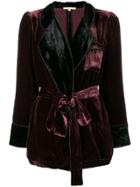 Gold Hawk Velvet Belted Blazer - Red