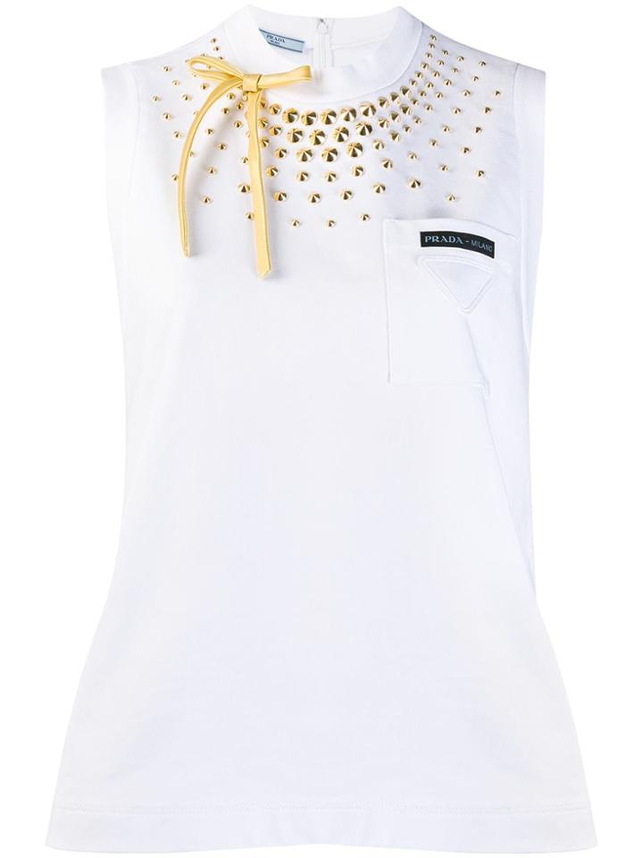 Prada Studded Tank Top - White