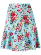 Dolce & Gabbana - Floral Print Skirt - Women - Silk/spandex/elastane - 42, Blue, Silk/spandex/elastane