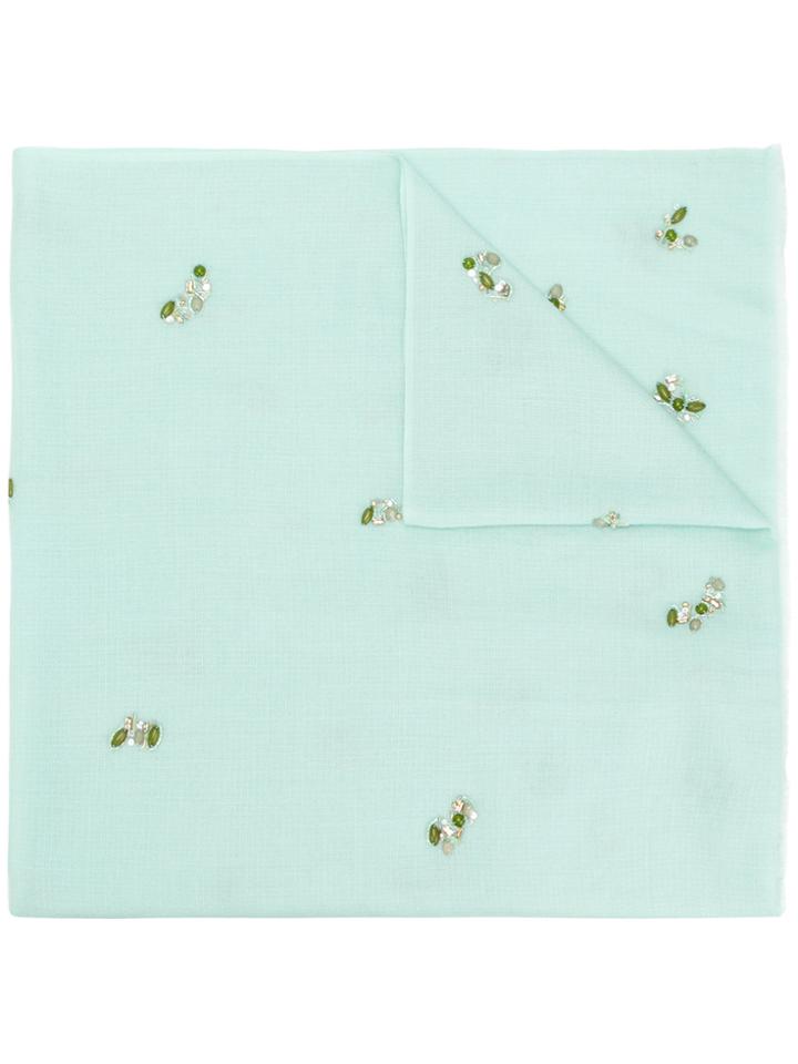 Janavi Embellished Knitted Scarf - Blue