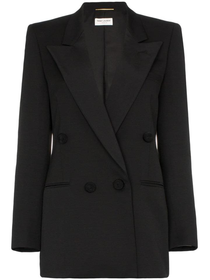 Saint Laurent Single-breasted Tuxedo Wool Blazer - Black