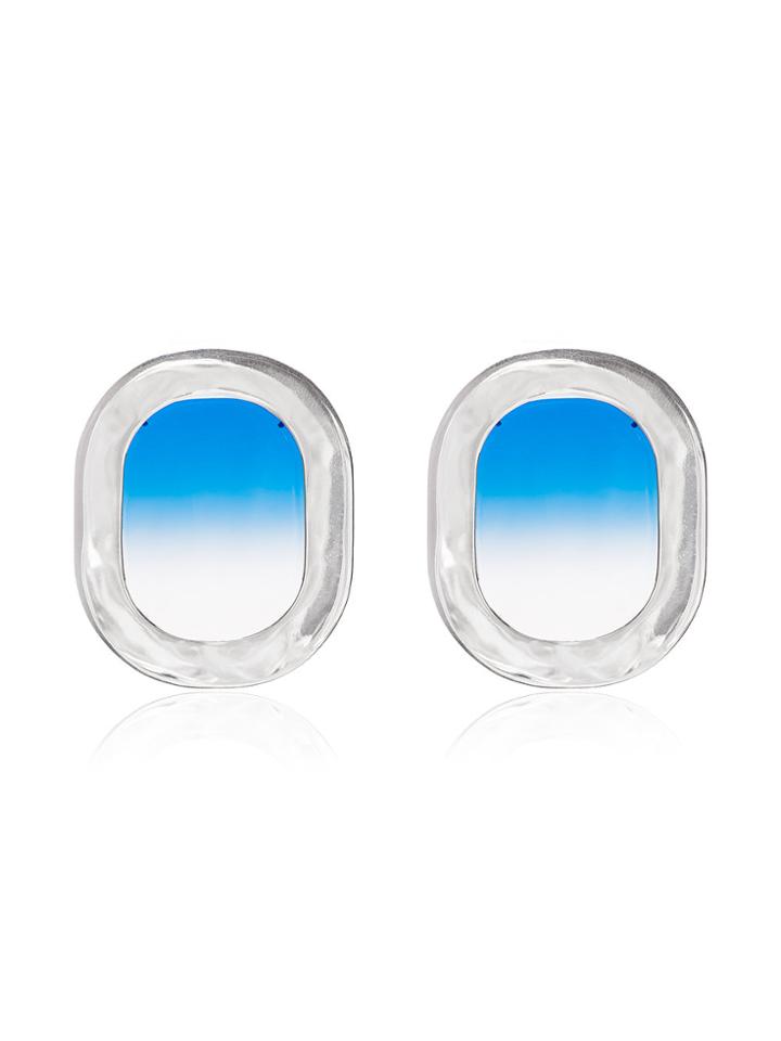 All Blues Blue 925 Sterling Silver Airplane Window Earrings - Metallic