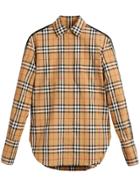 Burberry Stripe Dtail Vintage Check Cotton Shirt - Brown