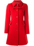 Boutique Moschino Front Bow Fitted Coat, Women's, Size: 42, Red, Acetate/rayon/cashmere/virgin Wool