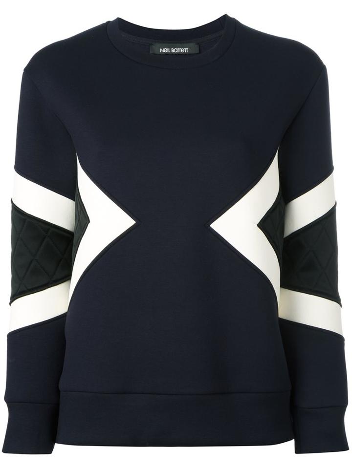 Neil Barrett Quilted Sweatshirt, Women's, Size: Xxs, Blue, Cotton/lyocell
