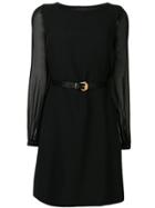 Versace Mesh Panel Belted Dress - Black