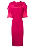 Twin-set Ruffle Trim Pencil Dress - Pink