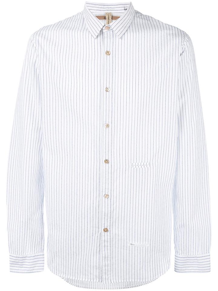 Dnl Welt Pocket Striped Shirt, Men's, Size: 42, White, Cotton/polyamide