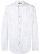 Dnl Welt Pocket Striped Shirt, Men's, Size: 42, White, Cotton/polyamide