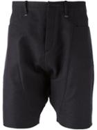 Label Under Construction Drop-crotch Shorts, Men's, Size: 48, Black, Cotton/linen/flax