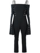 David Koma Cut-out Stud Jumpsuit, Women's, Size: 10, Black, Acetate/viscose/spandex/elastane/lyocell