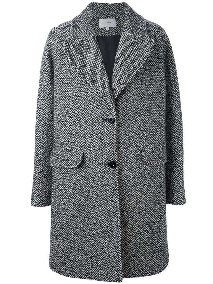 Carven Single Breasted Coat - Black