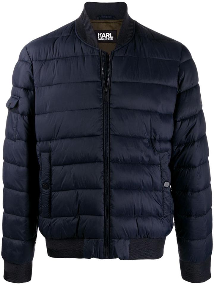 Karl Lagerfeld Quilted Bomber Jacket - Blue