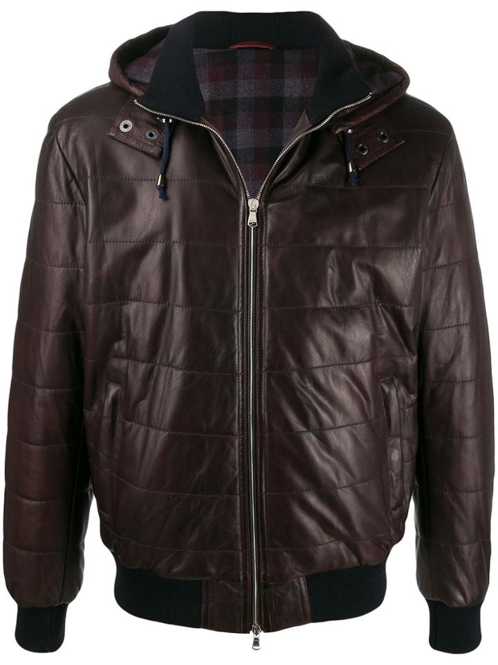 Barba Quilted Bomber Jacket - Red