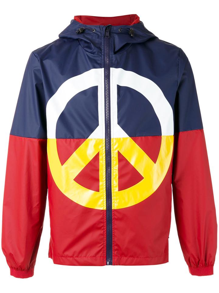 Love Moschino Peace Sign Jacket, Men's, Size: 46, Red, Polyester/polyamide