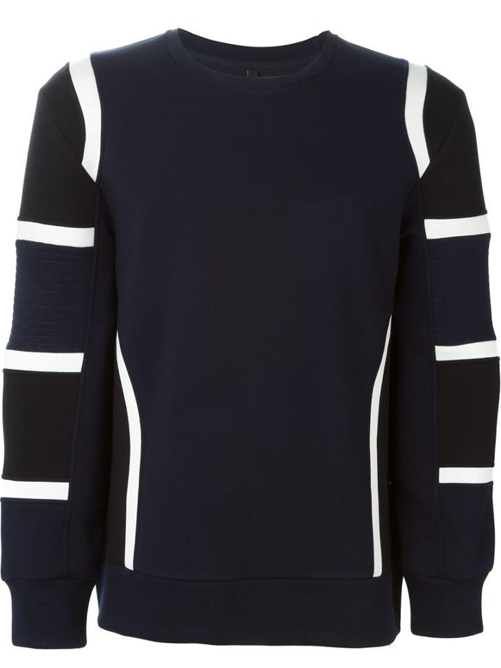 Neil Barrett Colour Block Sweatshirt, Men's, Size: Medium, Blue, Lyocell/viscose/cotton/spandex/elastane