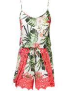 Amir Slama Floral Print Playsuit, Women's, Size: Medium, White, Silk