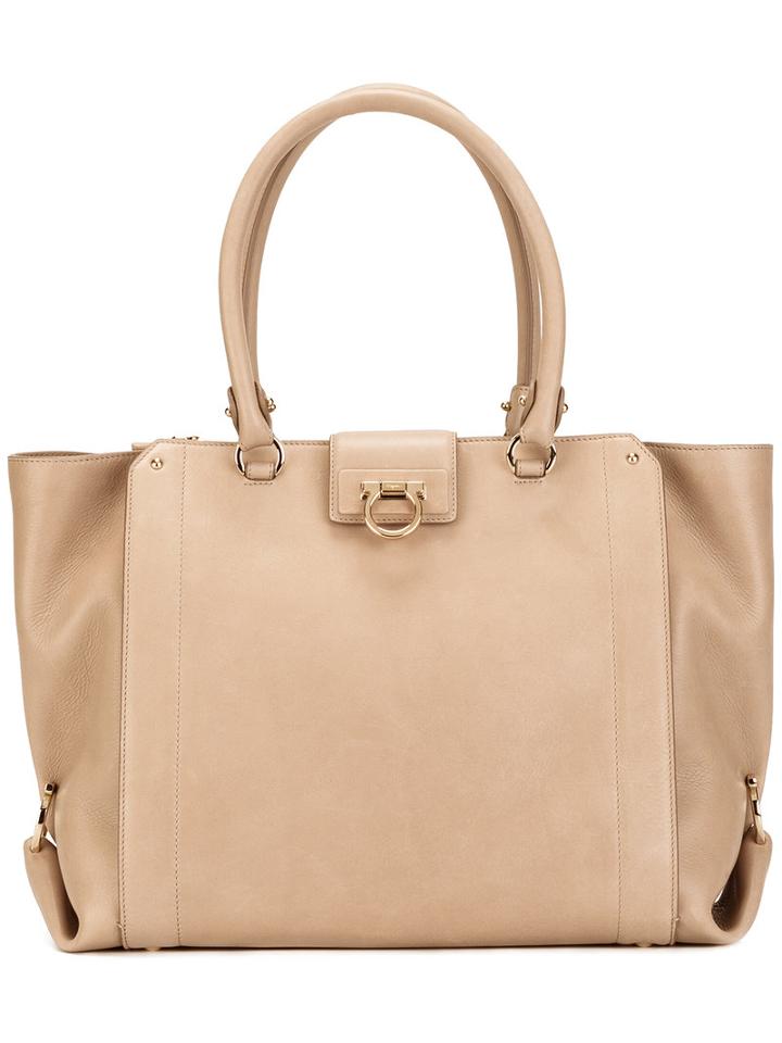 Salvatore Ferragamo Luisa Tote, Women's, Nude/neutrals, Calf Leather