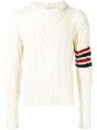 Thom Browne 4bar Aran Cable Pullover - White