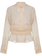 Romeo Gigli Vintage Sheer Belted Shirt - Nude & Neutrals