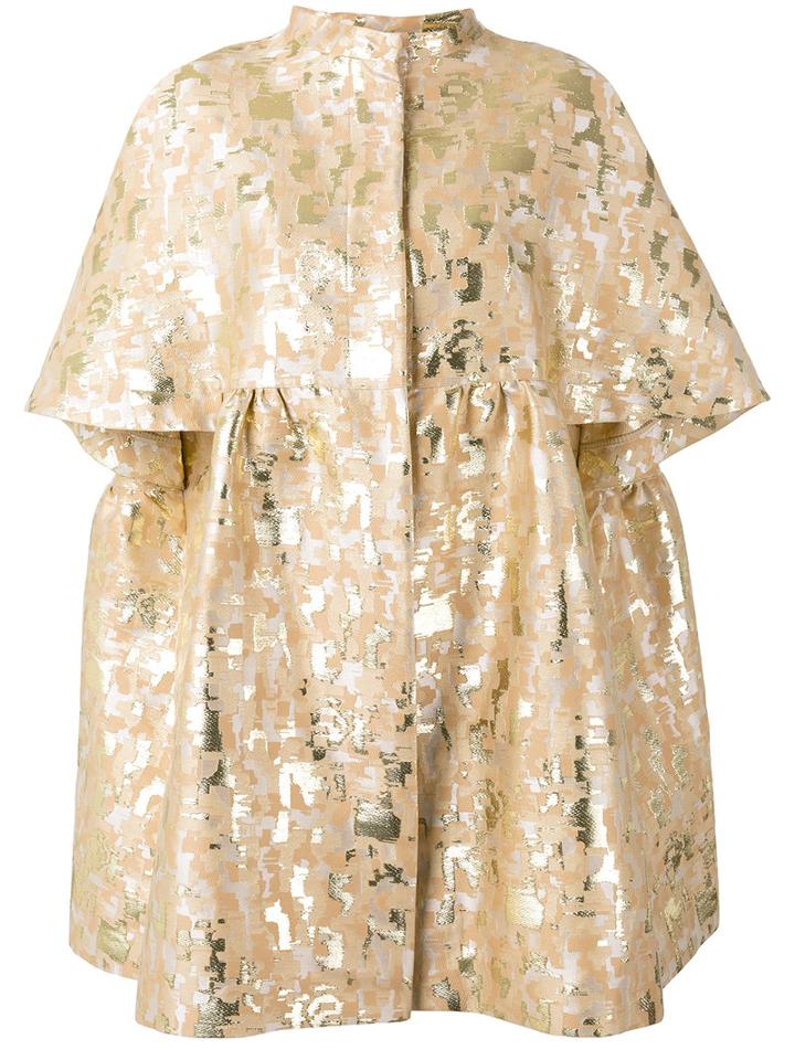 Gianluca Capannolo Embroidered Brocade Coat, Women's, Size: 38, Nude/neutrals, Cotton/polyester/nylon/polyimide