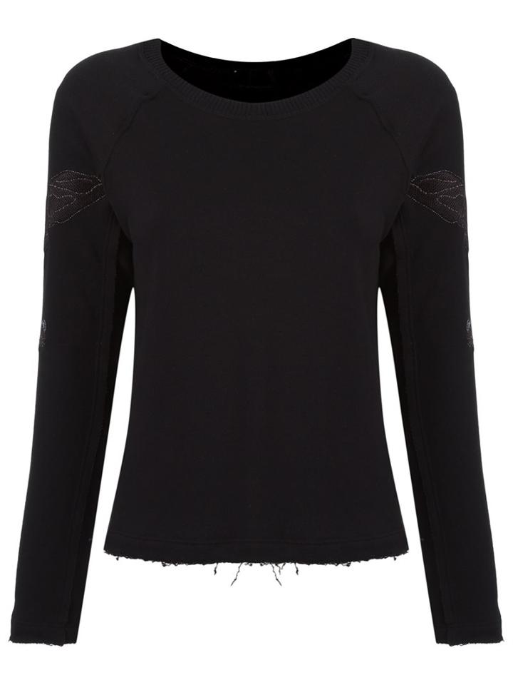 Andrea Bogosian Round Neck Blouse, Women's, Size: G, Black, Cotton/polyester