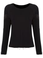 Andrea Bogosian Round Neck Blouse, Women's, Size: G, Black, Cotton/polyester