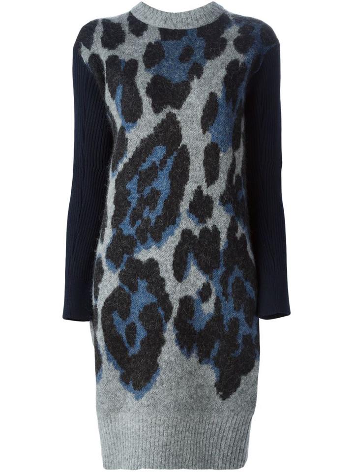 Sacai Luck Leopard Patterned Sweater Dress