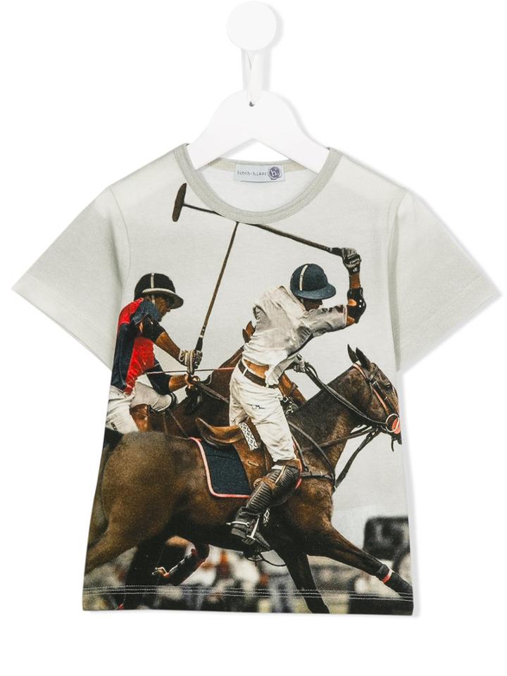 Monnalisa Polo Print T-shirt, Boy's, Size: 12 Yrs, Grey