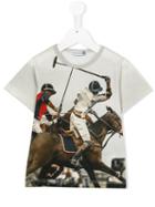 Monnalisa Polo Print T-shirt, Boy's, Size: 12 Yrs, Grey