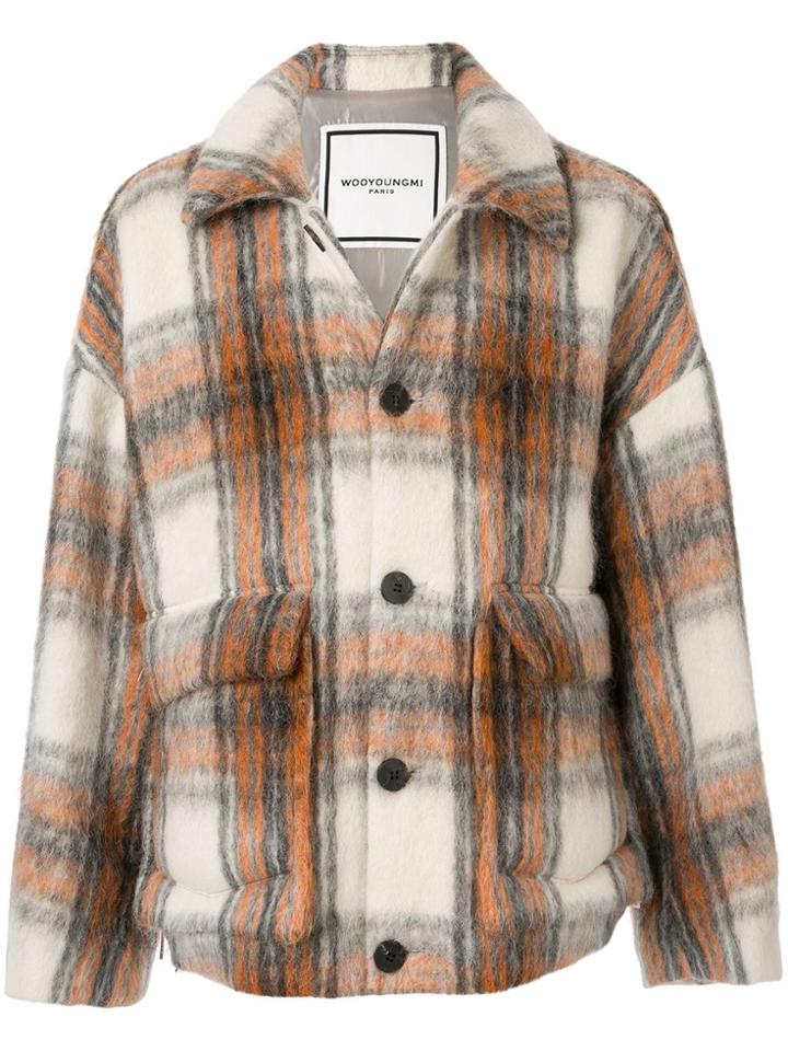 Wooyoungmi Check Cropped Jacket - Orange