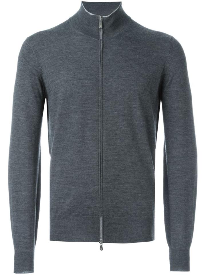 Brunello Cucinelli Zipped Cardigan, Men's, Size: 52, Grey, Cashmere/wool