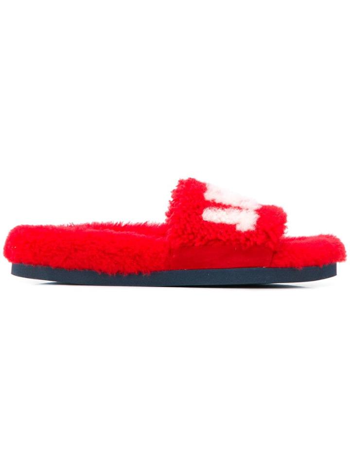 Mr & Mrs Italy Shearling Slide Sandals - Red