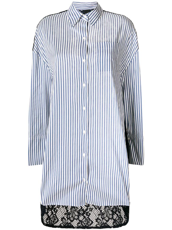 Pinko Lace Back Striped Shirt Dress - Blue