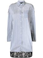 Pinko Lace Back Striped Shirt Dress - Blue