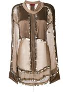 Di Liborio Embellished Sheer Panel Blouse - Nude & Neutrals