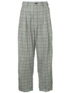 Hed Mayner Checked Cropped Trousers - Grey