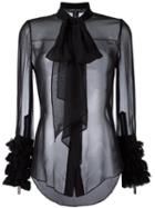 Thomas Wylde Sheer Pussy Bow Shirt, Women's, Size: Small, Black, Silk