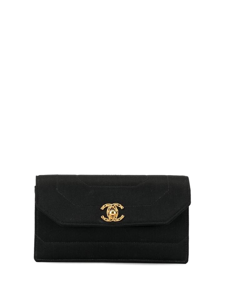 Chanel Pre-owned 1992 Geometric Quilt Cc Turn-lock Clutch - Black