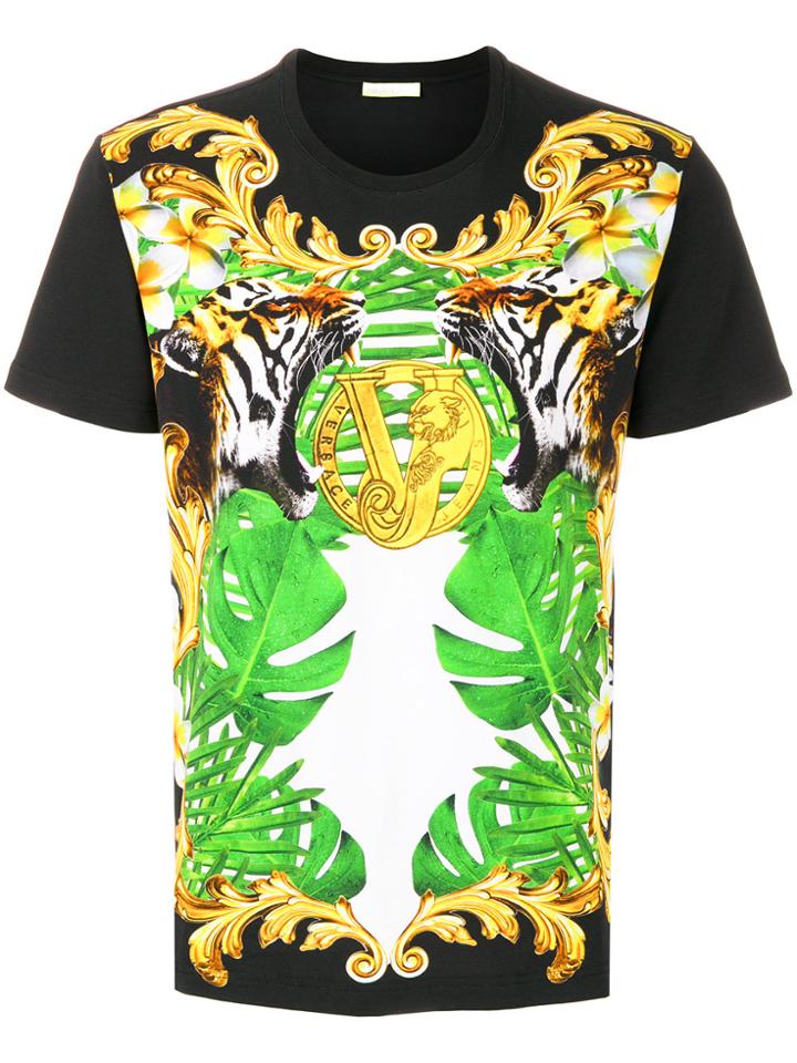 Versace Jeans Palm Leaf Print T-shirt - Black