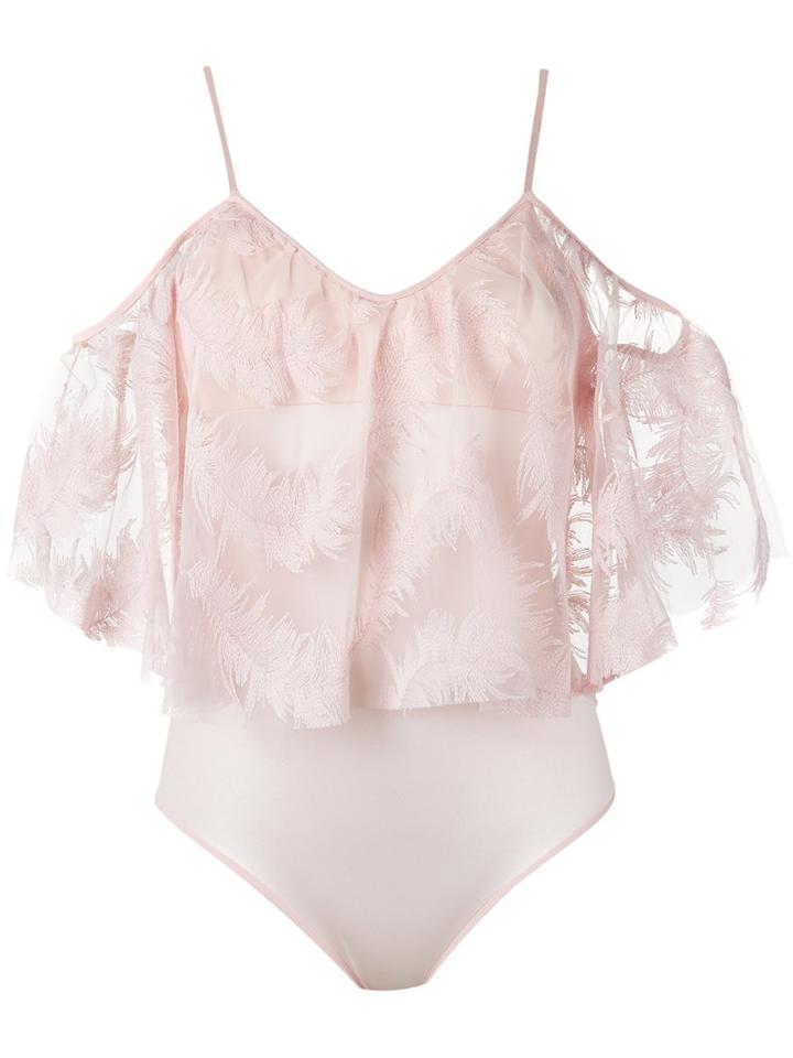 Janiero - Ruffled Body - Women - Polyamide - M, Blue, Polyamide