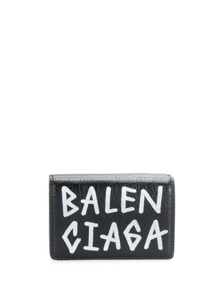 Balenciaga Carry Mini Wallet Graffiti - Black