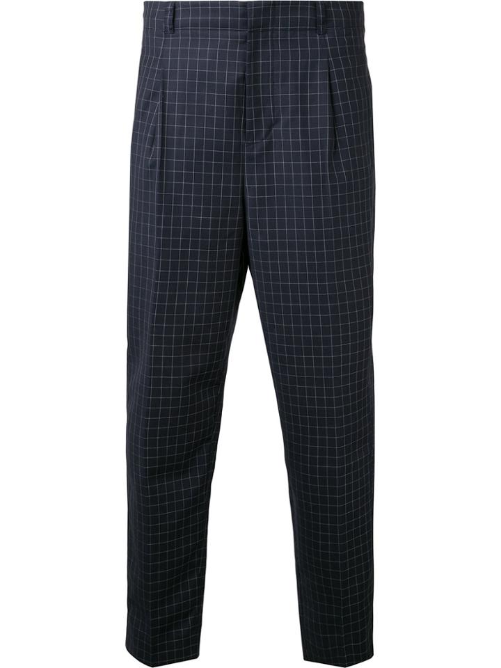 3.1 Phillip Lim Cropped Check Trousers - Blue