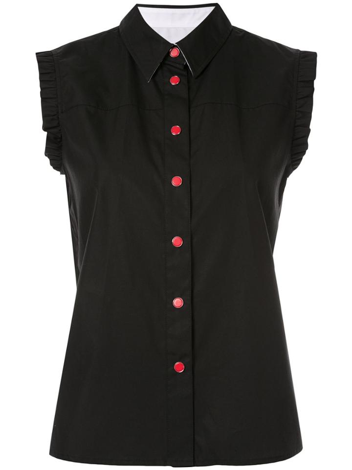 Ck Calvin Klein Frill Detail Sleeveless Blouse - Black