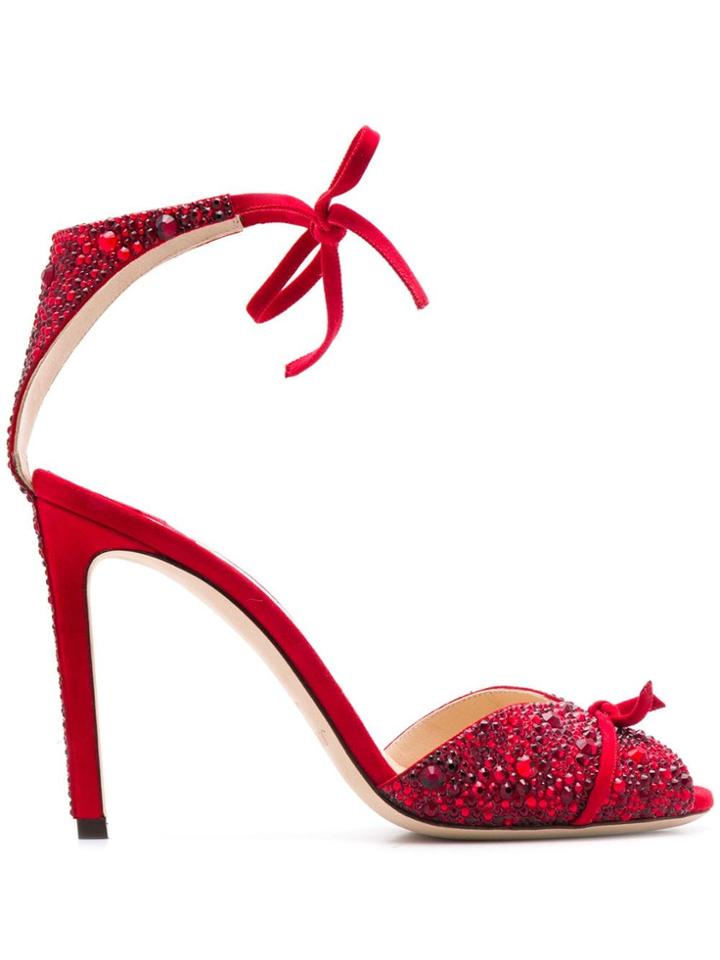 Jimmy Choo Talaya 100mm Crystal Sandals - Red