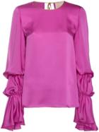 Roksanda Nezu Silk Top With Ruched Sleeves - Pink