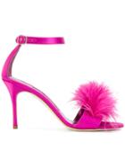 Manolo Blahnik Plumas Feather-trimmed Sandals - Pink & Purple